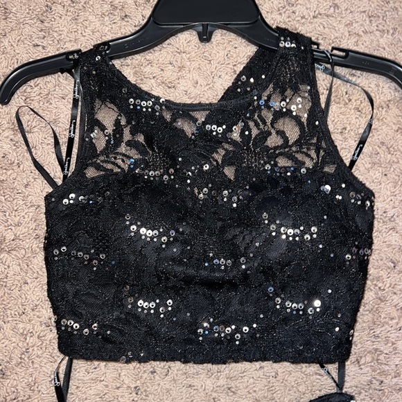 Xtraordinary Black Lace Sequin Two-Piece Prom Dress - Picture 2 of 4